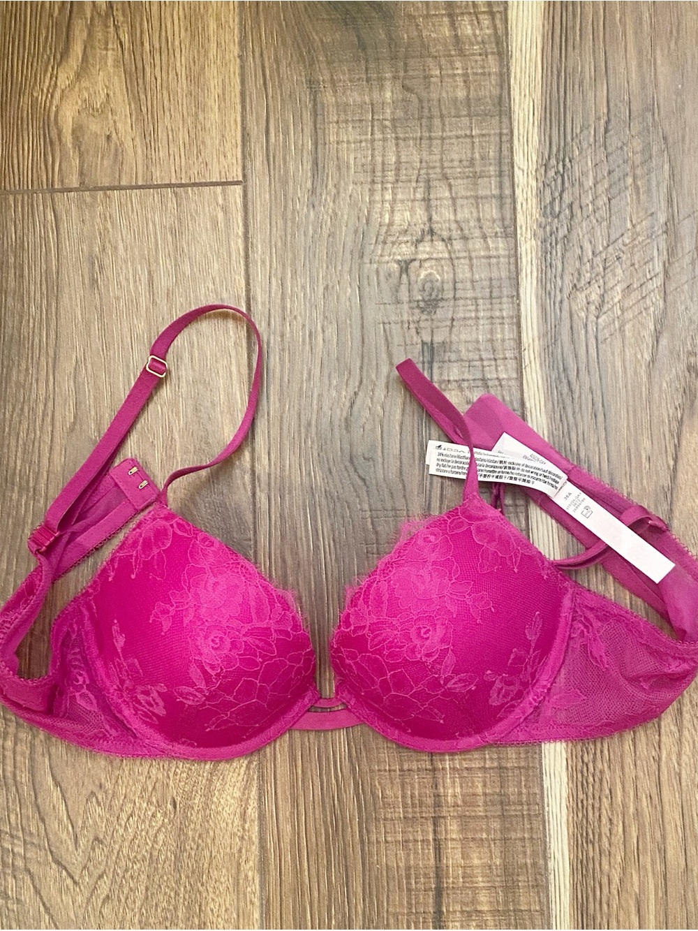 NWOT Victoria’s Secret Lace Pus-Up Bra - Outrageous Pink 36A